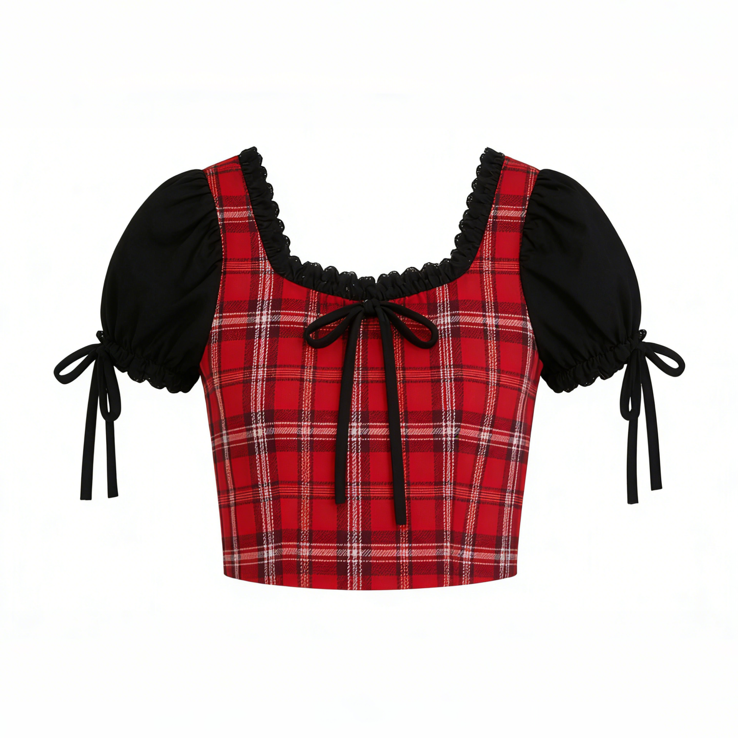 Red & Black Plaid Crop Top