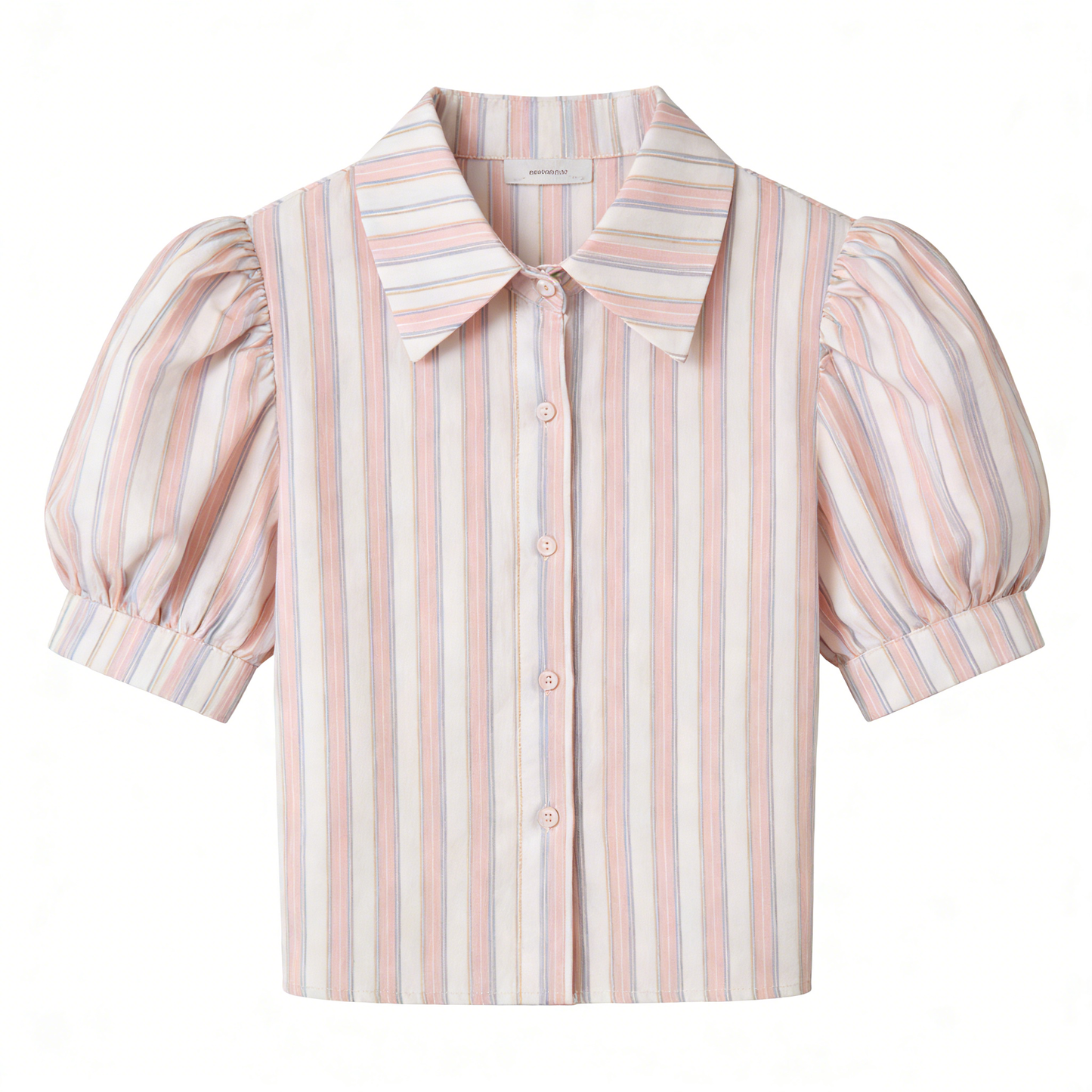 Pink & White Striped Puff Sleeve Blouse
