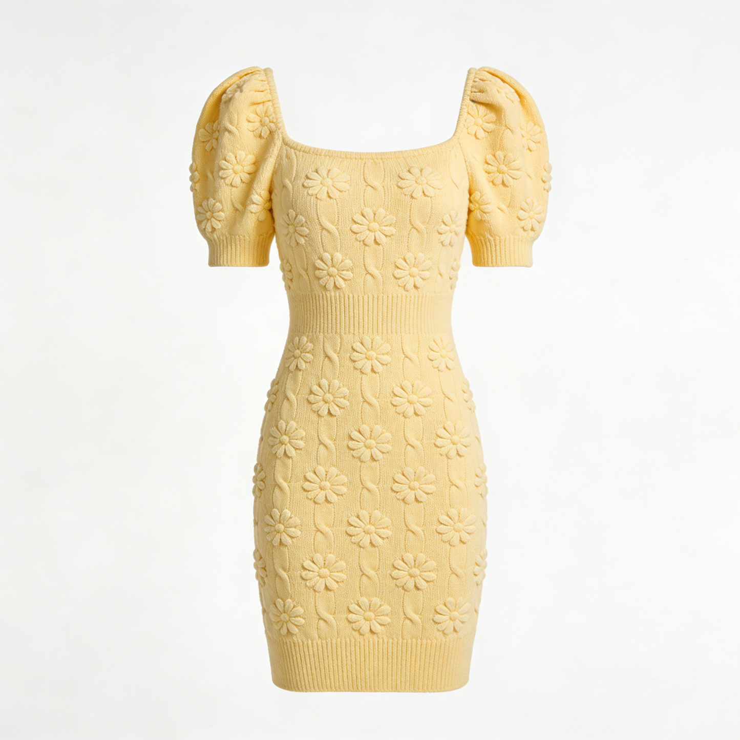Three-Dimensional Daisy Knitted Dress