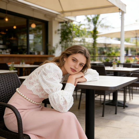 Lace Splicing Pink Dress