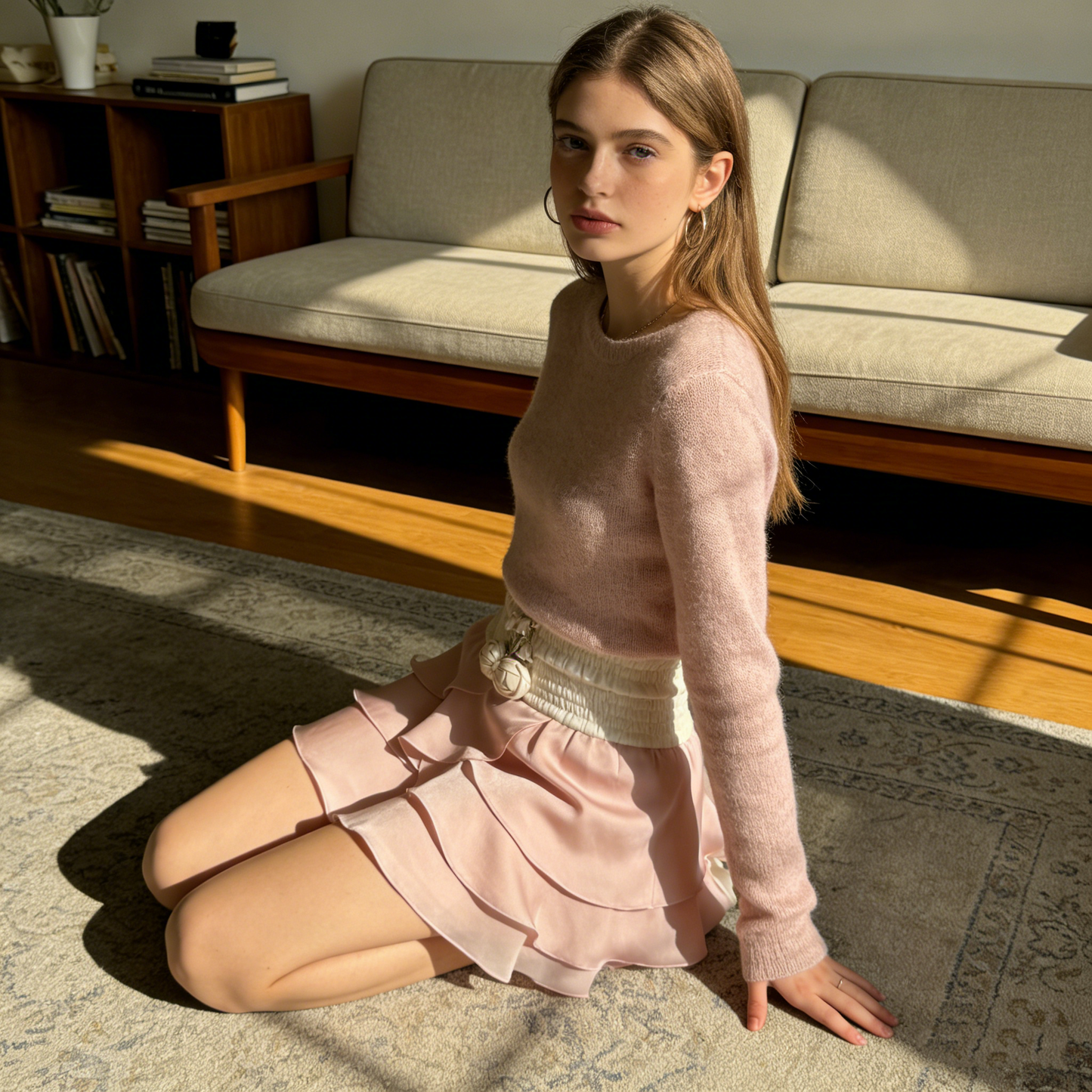 Blush Satin Mini Skirt