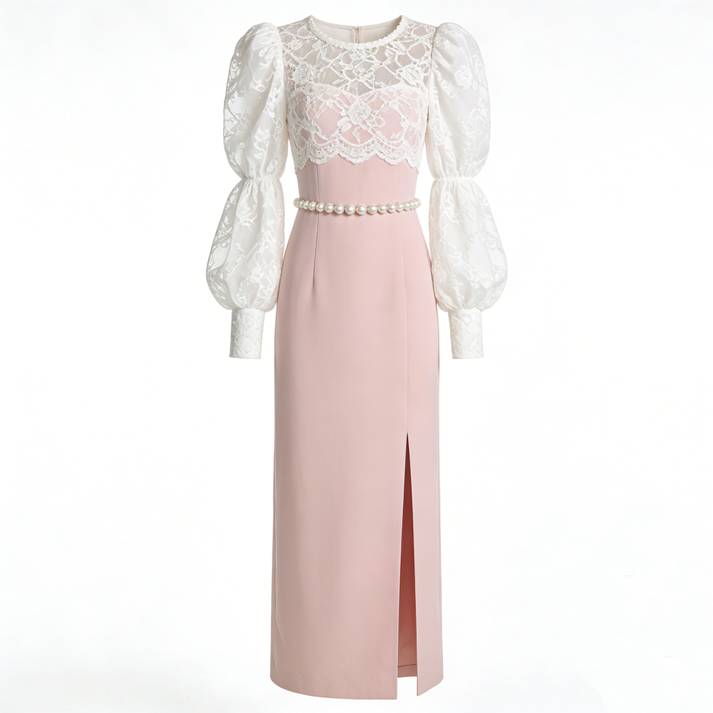 Lace Splicing Pink Dress