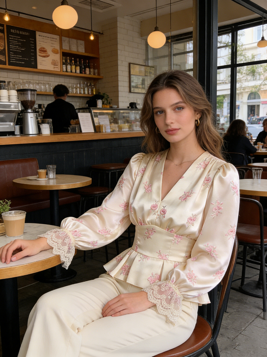 Vintage-Inspired Satin Blouse