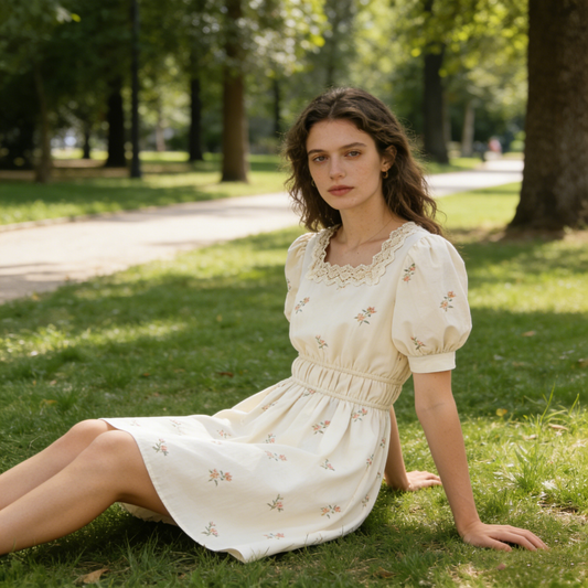 Square Neckline Puff Sleeve Mini Dress