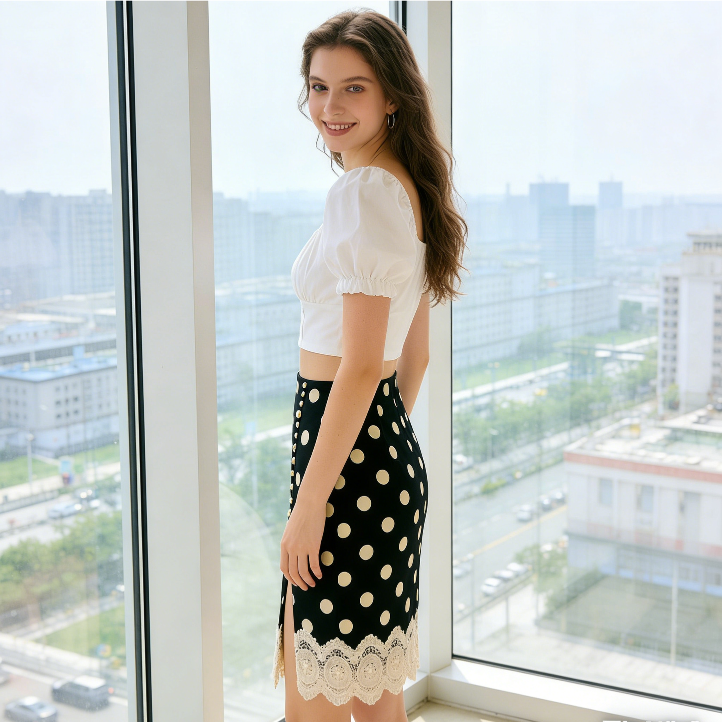Black Polka Dot Lace Skirt