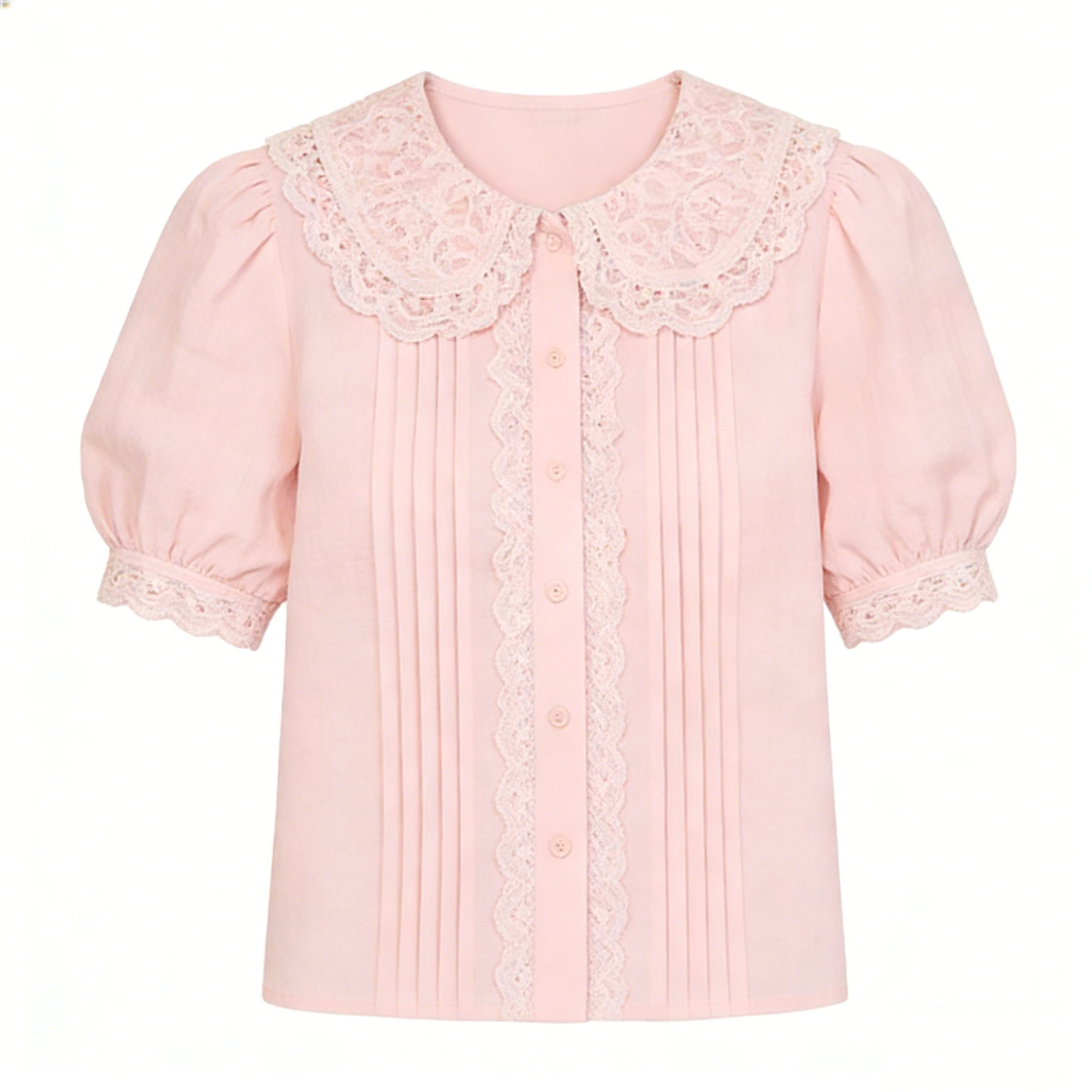 Pink Lace Peter Pan Collar Blouse